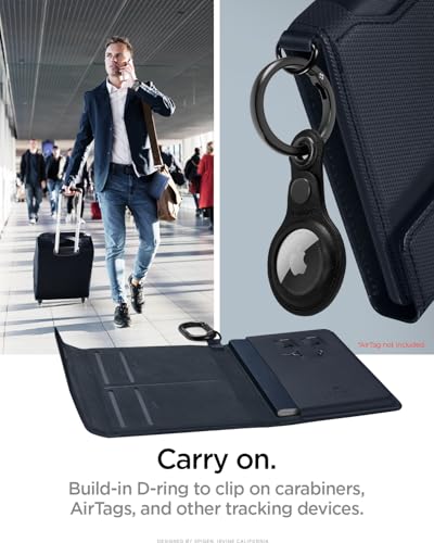 Spigen Life Passport Card Cover Holder, RFID Blocking - color: Navy Blue