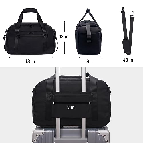 ECOHUB For Spirit Airlines Personal Item Bag 18x14x8 Travel Duffel Bags with Laptop Compartment & Shoe Bag Underseat Carry on Handbag with Wet Pocket, 30L (Black) - size: 18 inch underseat