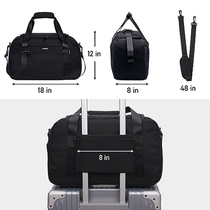 ECOHUB For Spirit Airlines Personal Item Bag 18x14x8 Travel Duffel Bags with Laptop Compartment & Shoe Bag Underseat Carry on Handbag with Wet Pocket, 30L (Black) - size: 18 inch underseat