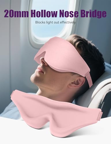 Sleep Eye Mask for Men Women, EVA BELLE Light Blocking Sleeping Mask for Side Sleeper, 3D Contoured Cup Night Blindfold, Lash Extensions 3D Sleeping Mask with Adjustable Strap for Travel, Night & Nap - color: 02-pink