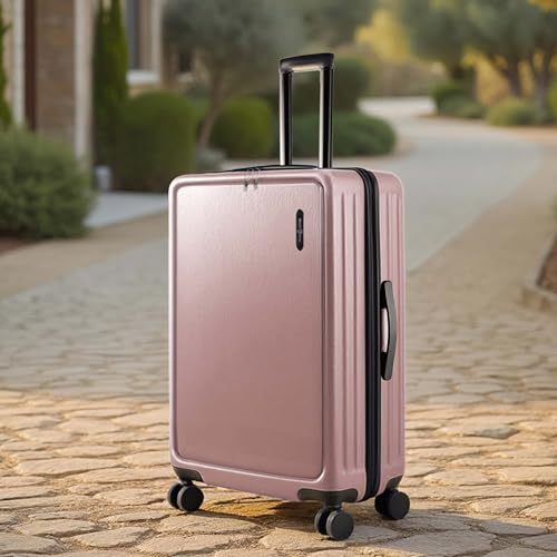 TRAVELARIM 24 Inch Checked Luggage with Spinner Wheels, Medium Suitcase | Expandable, Durable Hard-Shell, Scratch-Resistant, 360° Spinner Wheels, TSA Lock, Travel-Friendly, Pink - color: Pink, size: Medium 24-Inch Checked