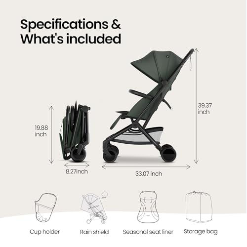 Mompush Velo Lightweight Travel Stroller Travel Bag Included - color: Aurora Green, size: Stroller+Travel Bag