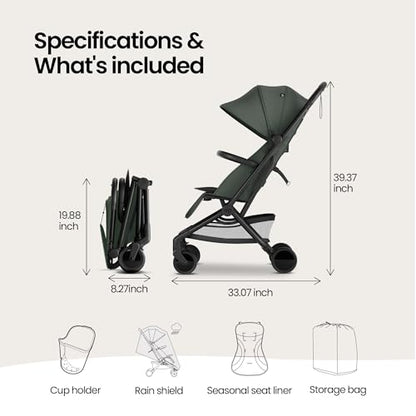 Mompush Velo Lightweight Travel Stroller Travel Bag Included - color: Aurora Green, size: Stroller+Travel Bag