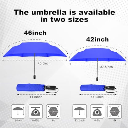 Mini Flat Umbrella Automatic Compact Travel Rain Pocket Purse 42/46 Inch - color: Navy Blue, size: 46inch