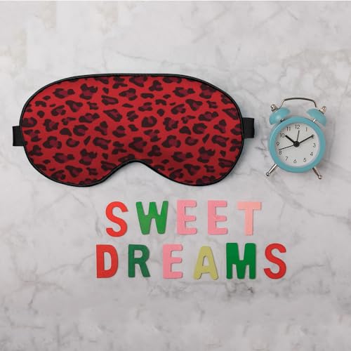 Red Leopard Pattern Silk Eye Mask Sleep Mask Animal Print Spot Speckle Eye Mask with Adjustable Strap Lightweight for Women Work Travel Night Sleep - color: Red Leopard Pattern