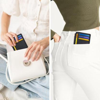 Tipmile Womens Credit Card Holder Wallet, Small Slim RFID Blocking Sleeve - color: Classic Black
