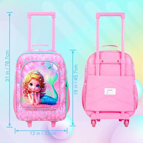 Kids Luggage for Girls 18", 2PCS Carry-on Suitcase Mermaid Set Pink - color: Mermaid Pink