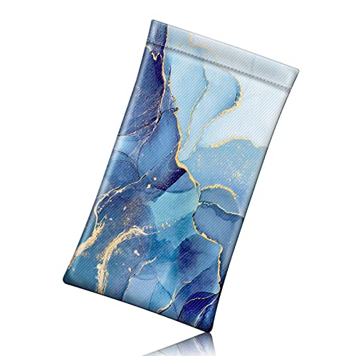 FINTIE Soft Eyeglasses Case with Cleaning Cloth, Squeeze Top Glasses Pouch - color: Ocean Marble