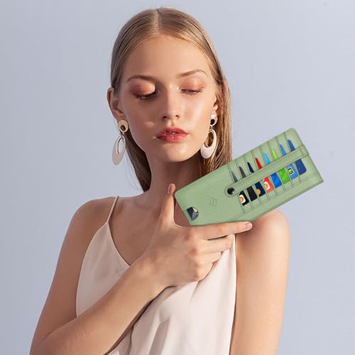 FINTIE Slim Credit Card Wallet Holder Change Pouch - color: Sage Green
