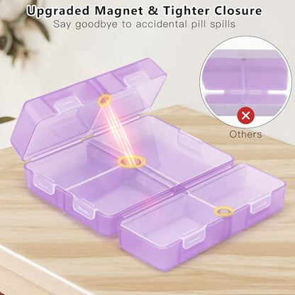 FYY Travel Pill Organizer,7 Compartments Pill Box Medicine Case-ClearPurple - color: Clear Purple, size: Small (1 Piece)