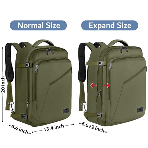 MATEIN Mens Backpack for Travel, Extra Large Expandable Carry on Backpack - color: Olive Green, size: XX-Large