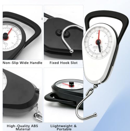 Luggage Weight Scale with Hook, 2PC Hanging Scale for Fish Travel, 80 Lbs - color: White & Black