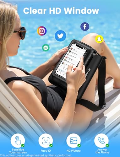 Niveaya IPX8 Floating Waterproof Fanny Pack Holds Phone, Passport & Cash - color: Black&Army Green