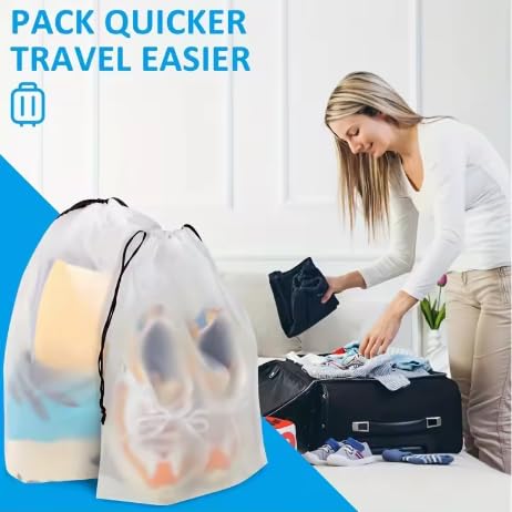 Waterproof Transparent Shoe Storage Bags, 5PCS Portable Drawstring Travel Organizer for Sundries, Makeup, Plastic Storage Bags