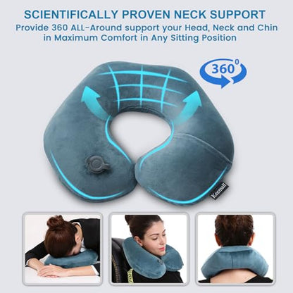 Keemall Inflatable Travel Neck Pillow for Airplane & Long Flights, 2 Pack - color: Deep Grey-2 Pack, size: Medium