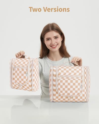 Narwey Large Hanging Travel Toiletry Bag for Women, Makeup Cosmetic Bag - color: C-Light Checkerboard-1, size: Large