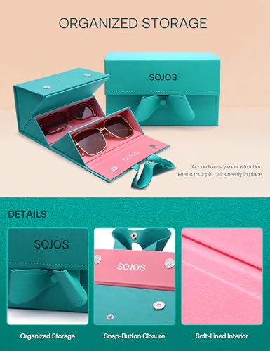SOJOS Foldable Travel Sunglass Case 4 Slots Sunglasses Holder women men Portable Space Saving Glasses Organizer SA525