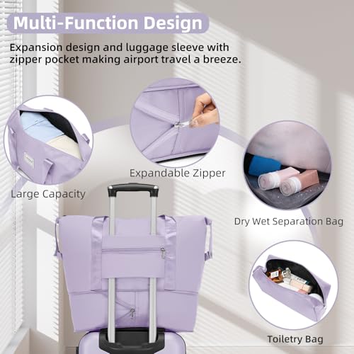 LARVENDER Luggage Sets 6 Piece, Expandable Suitcases with Wheel, Lavender - color: Lavender Purple, size: 6 piece set