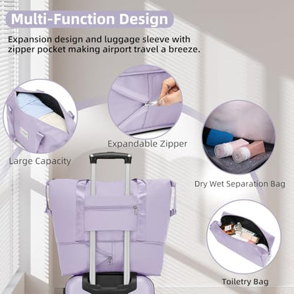 LARVENDER Luggage Sets 6 Piece, Expandable Suitcases with Wheel, Lavender - color: Lavender Purple, size: 6 piece set