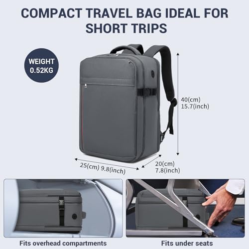 Kono 20L Airline Approved Casual Daypack bag, 15.6" Laptop Backpack, Grey - color: Grey
