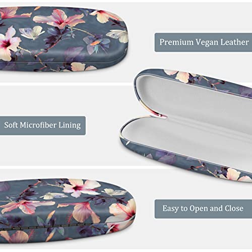 FINTIE Hard Shell Eyeglasses Case, Portable Protective Glasses Cover - color: Blooming Hibiscus