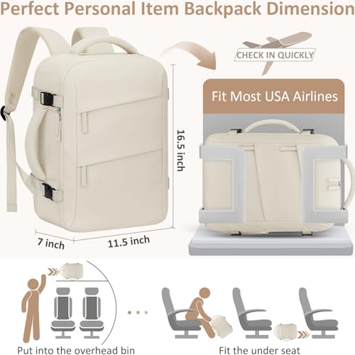 Tenot Travel Backpack for Women 15.6 Inch, Large - color: Beige, size: X-Large-17 Inch