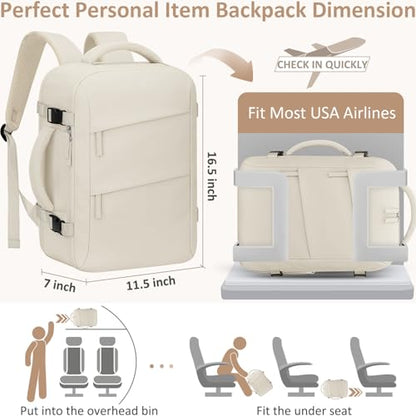 Tenot Travel Backpack for Women 15.6 Inch, Large - color: Beige, size: X-Large-17 Inch