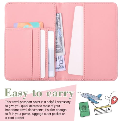 Frienda 2 Pcs Passport Holder Covers Waterproof Leather - color: Lotus Root Pink, Moss Green