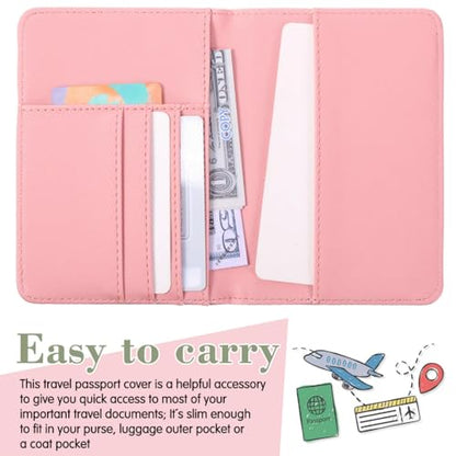 Frienda 2 Pcs Passport Holder Covers Waterproof Leather - color: Lotus Root Pink, Moss Green