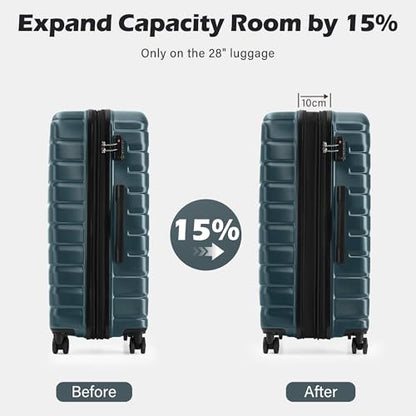 Coolife Lightweight Luggage with TSA Lock,3 Piece Set Teal Blue - color: Teal Blue, size: 3 Piece Set (20in/24in/28in)