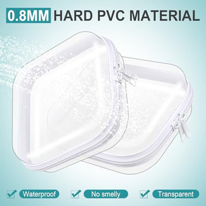 Ceenna 2 Pcs Clear Zipper Case Hard Shell Pouches,2 Small Square - size: 2 Small Square