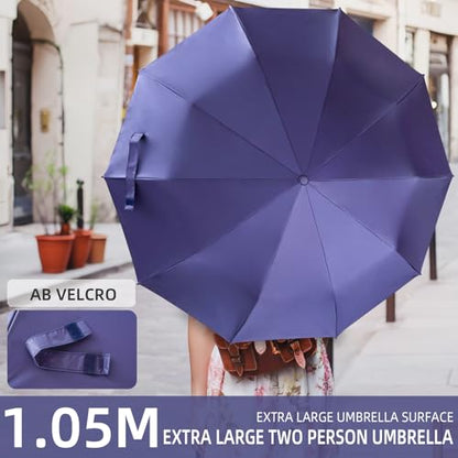 Folding Umbrella Anti-UV Compact Durable Folding Umbrella Auto Open Close Windproof Travel Umbrella Premium Grip Fits Backpack - color: Dark Blue