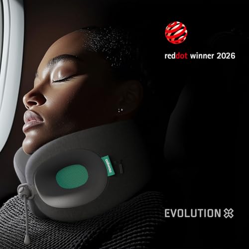 Cabeau Evolution X Deluxe - Best Travel Neck Pillow with Travel Bag (Turqoise Charcoal/Teal)