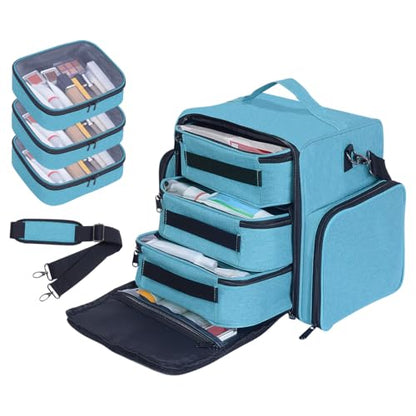 Large Makeup Bag Organizer with 3 Inner Removable Pouches,Green - color: Green
