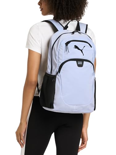 PUMA Women's Poppy Backpack in Memory Cloth with Laptop Sleeve, Luggage Strap & Water Bottle Pockets - color: Cool Weather