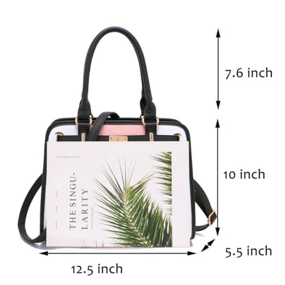 Qiyuer Structured Satchel Tote Handbags Set Women Purses with RFID Wallet - color: A5-2pcs/Set Whitepink