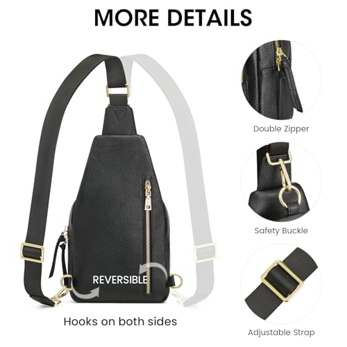 Kattee Small Leather Sling Bag for Women with RFID Blocking,Black - color: Black