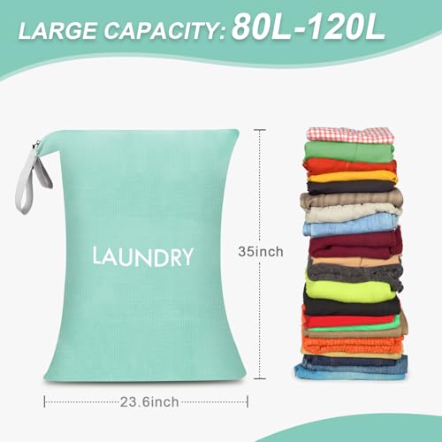 Wiseboy 120L Extra Large Travel Laundry Bag with Heavy-Duty Zipper - color: Blue
