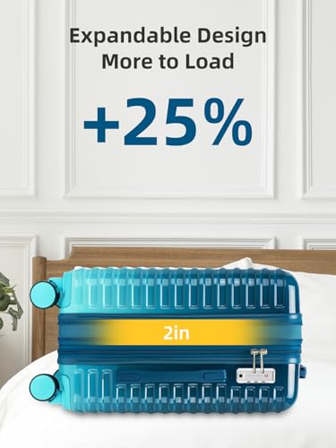 LARVENDER Expandable Carry on Luggage Suitcase with Wheels, Ocean Breeze - color: Ocean Breeze, size: 3 Piece Set (20/DB/TB)