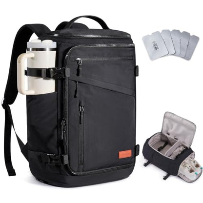 LOVEVOOK Travel Backpack for Women Men,TSA Carry On Luggage with Shoe Pouch - color: Black