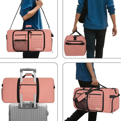 Goloni 80L Foldable Duffle Bag for Travel, Large Durable Travel Duffel Bag - color: Pink, size: 80L