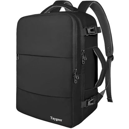 Taygeer Travel Backpack for Men Women, Carry On Backpack with Shoe Pouch - color: Black, size: X-Large
