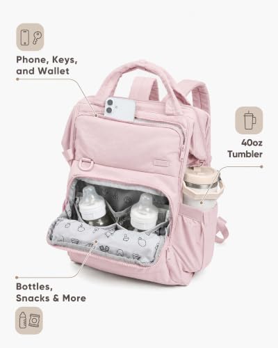 BELALIFE Backpack Diaper Bag with Changing Pad, Baby Care Organizer - color: Pink
