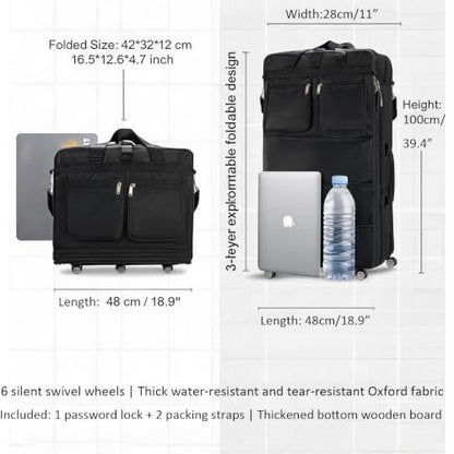 MASTIVO 39" 6-Wheel Expandable Suitcase Travel Duffel Bag