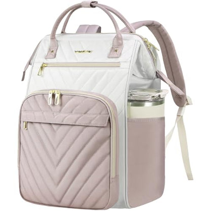 VANKEAN 17.3 Inch Laptop Backpack for Women Large Capacity - color: Beige/Dusty Pink, size: 17.3 Inch