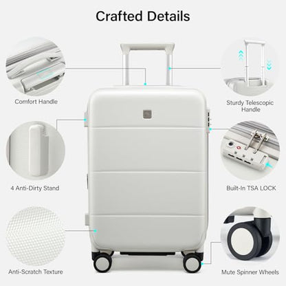 Hanke 24 Inch Luggage with Spinner Wheels, Expandable Medium Suitcase - color: Smoke White, size: 24 Inch EXT