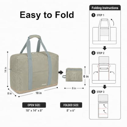 Foldable Travel Duffle Bag with Trolley Sleeve 40L Travel Bag - color: Grey