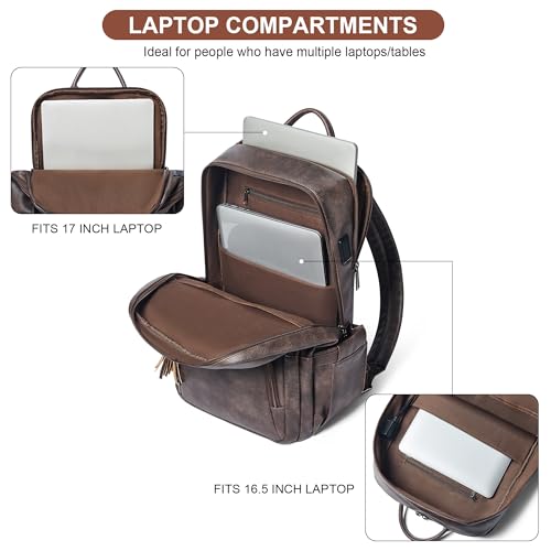 Shrrie 17 Inch Faux Leather Laptop Backpack for Women with Large Cup Holder - color: Chocolate