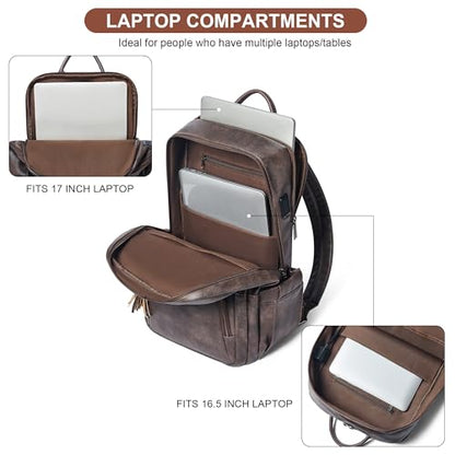 Shrrie 17 Inch Faux Leather Laptop Backpack for Women with Large Cup Holder - color: Chocolate