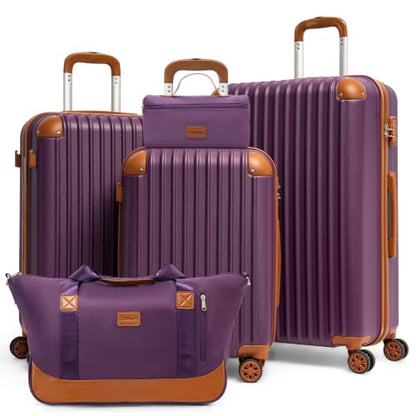 Cosbarn Luggage Sets, Lightweight Durable Hardshell, 5 piece Suitcase Sets - color: DarkPurple